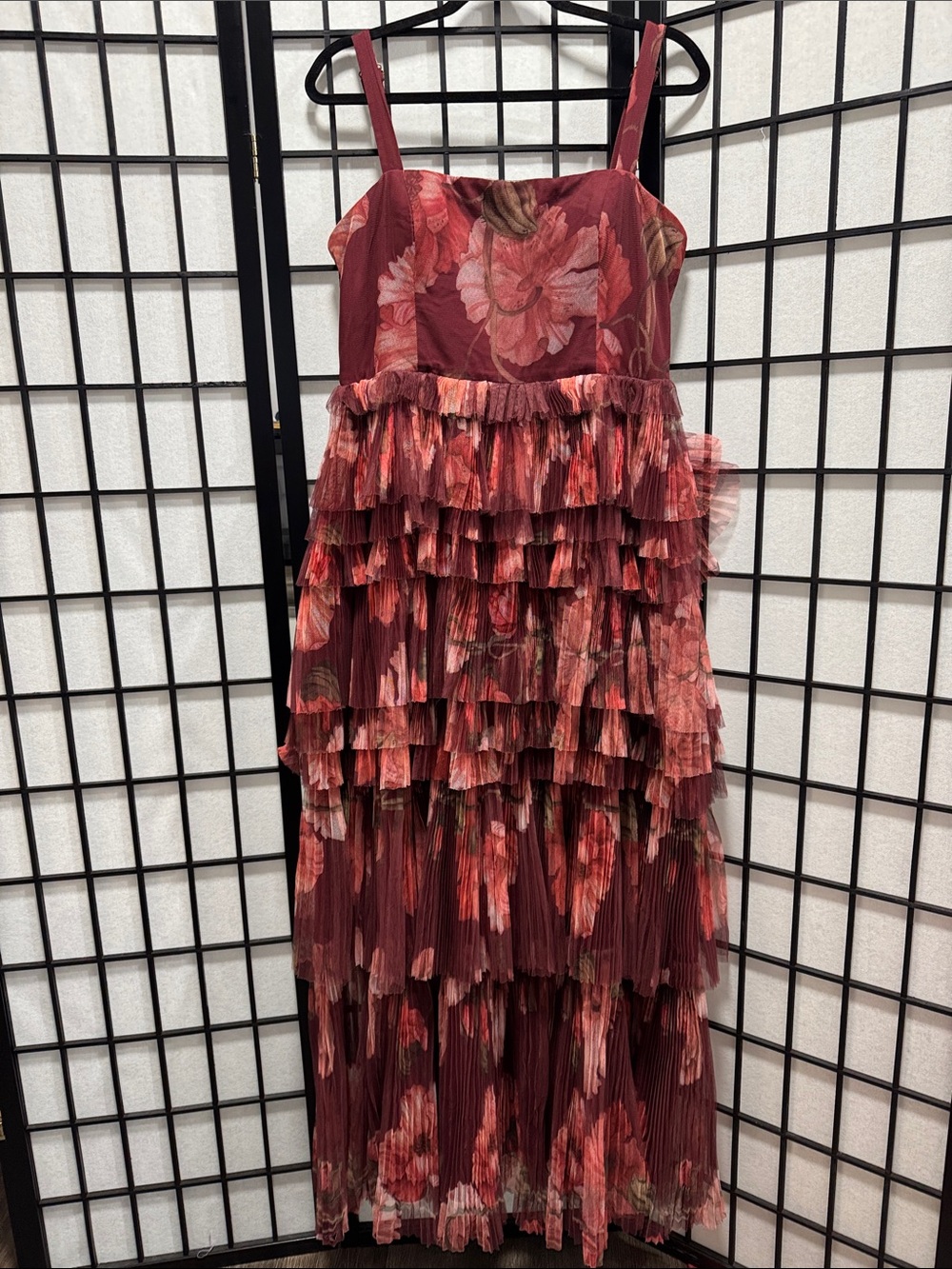 Hutch Tiered Floral Tulle Maxi Dress – Size 12 - Picture 3 of 12